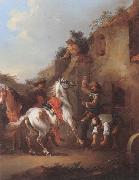 unknow artist Cavaliers halted at a farrier painting